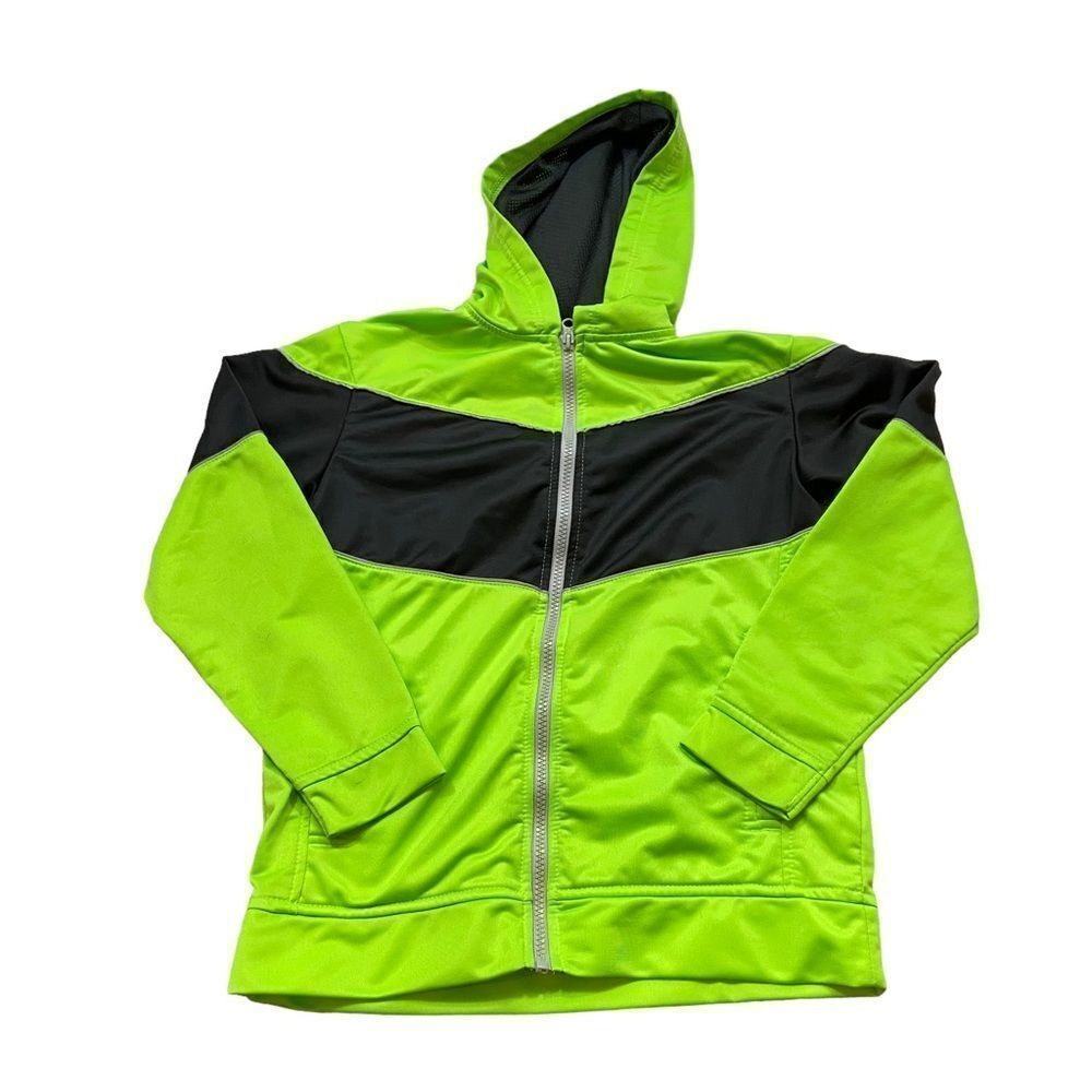 Boys Starter Green and Black Lightweight Full Zipper Track Jacket With Hood L